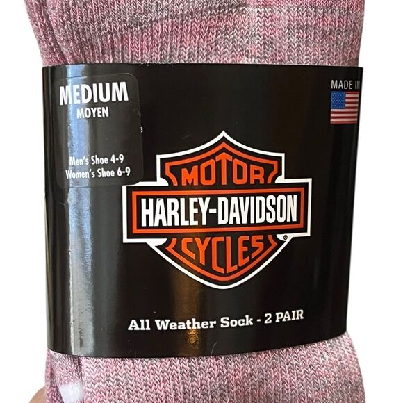 Harley-Davidson Heathered Pink All Weather Socks, 2 Pairs, Size M, NWT - Picture 4 of 6